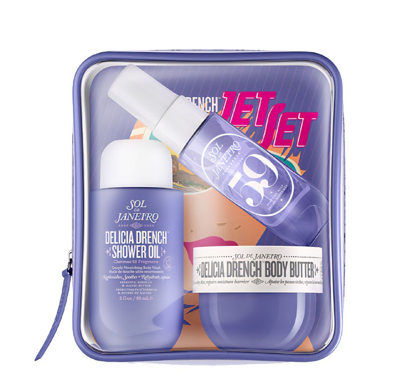 SET DE CUIDADO CORPORAL DE 3 PIEZAS, ACEITE DE DUCHA 90ML, MANTECA CORPORAL 50ML, SPRAY PERFUMADO CORPORAL Y PARA EL CABELLO SOL DE JANEIRO DELICIA DRENCH JET CHEIROSA 59