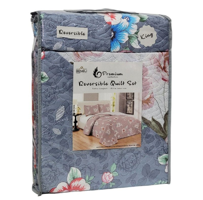JUEGO DE SABANAS CAMERA TIPO EDREDON REVERSIBLE DE 3 PIEZAS KING BENELI HOME 17 ESTILOS