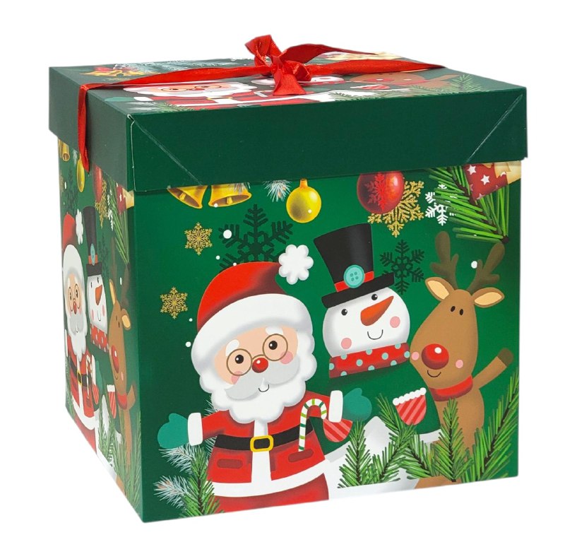 CAJA DE REGALO NAVIDEÑA GRANDE 22X22X22CM