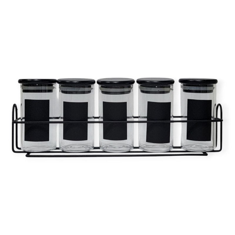 ORGANIZADOR DE ESPECIAS RECIPIENTES DE VIDRIO CON SOPORTE 5PCS LIFEART 160ML