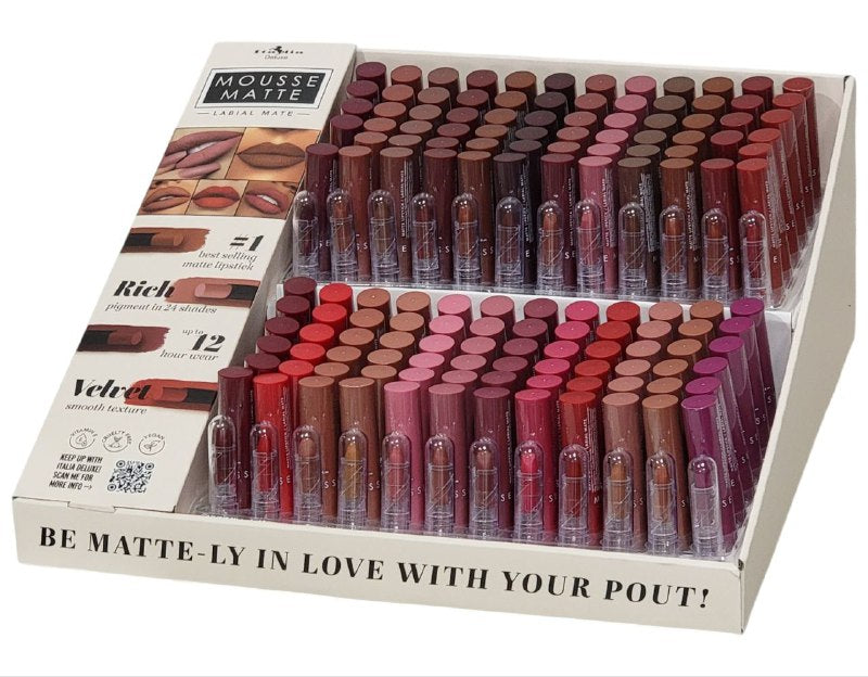 BRILLO LABIAL LAPIZ LABIAL MATTE 24 COLORES DISPONIBLES ITALIA DELUXE MOUSSE MATTE 3G