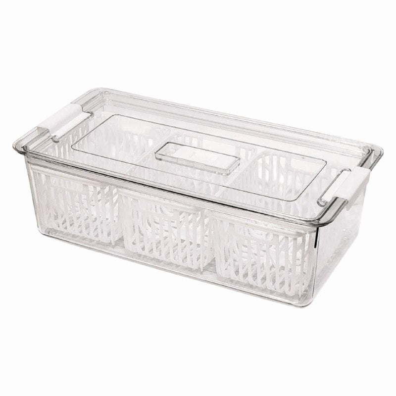 RECIPIENTE DE ALMACENAMIENTO DOBLE CAPA CON SISTESTEMA DE DRENAJE 10X17X32CM 3300ML
