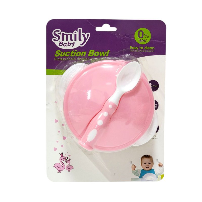 PLATO EN SET INFANTIL PARA BEBES, TAZON DE SUCCION A PARTIR DE 3 MESES DE EDAD, BASE DE SUCCION QUE EVITA DERRAMES SMILY BABY 3 COLORES