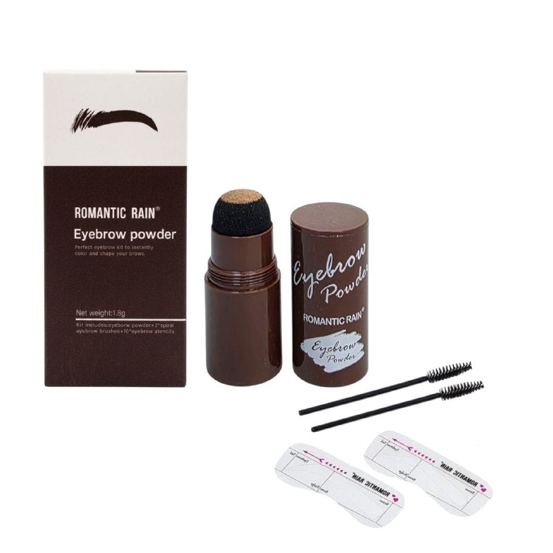 KIT PARA CEJAS PERFECTAS CON POLVO CEPILLOS Y PLANTILLAS DE CEJA 3 TONOS ROMANTIC RAIN 1.8G