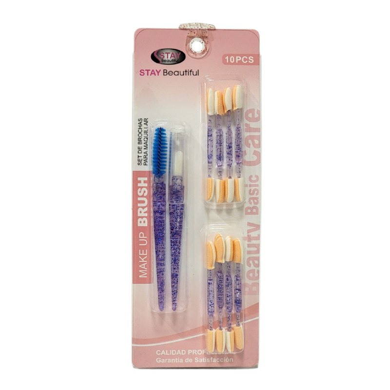 SET DE HERRAMIENTAS PARA OJOS Y CEJAS DE APLICADORES Y CEPILLOS 10PCS STAY BEAUTIFUL