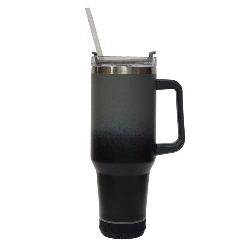 VASO TERMICO DE ACERO INOXIDABLE CON PARLANTE BLUETOOTH INCLUIDO, DOBLE PARED AISLADO AL VACIO CON ASA, CAPACIDAD 1200ML VACUUM