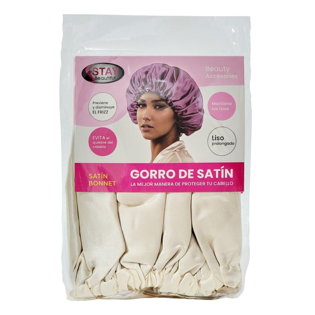GORRO DE SATÍN EVITA EL QUIEBRE DEL CABELLO, MANTIENE LOS RIZOS, LISO PROLONGADO STAY BEAUTIFUL