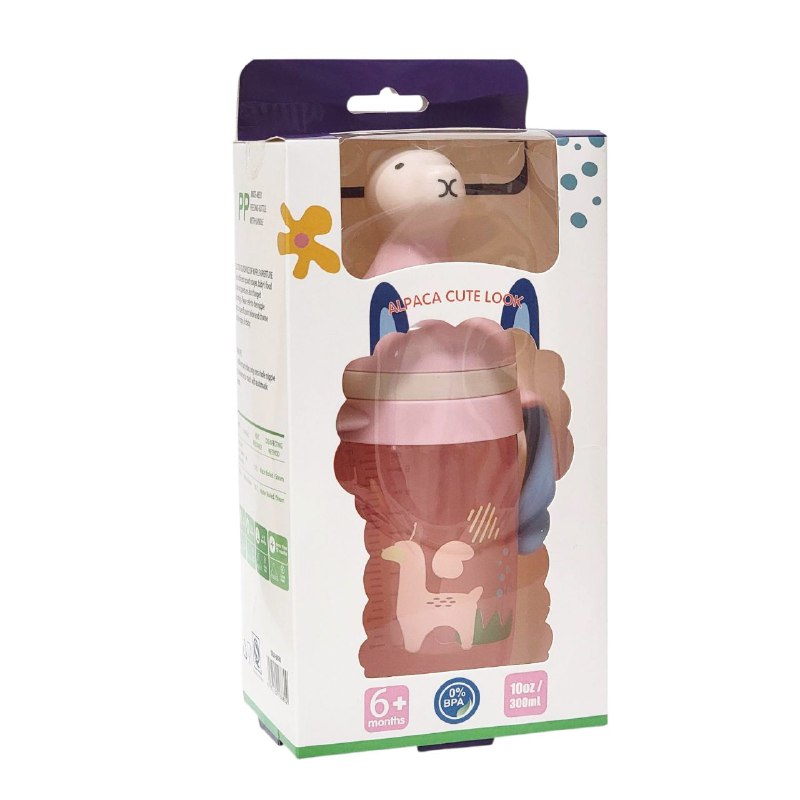 BIBERON CHUPON PARA BEBES CON ASAS, PEPE DE FACIL AGARRE Y BOQUILLA O TAPA PREVIENE DERRAMES, CAPACIDAD 300ML SMILY BABY