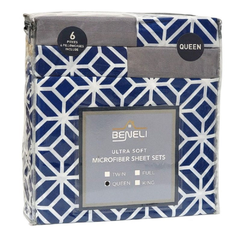 JUEGO DE SABANAS CAMERA DE 6 PIEZAS QUEEN BENELI HOME, 9 ESTILOS