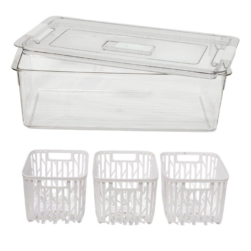 RECIPIENTE DE ALMACENAMIENTO DOBLE CAPA CON SISTESTEMA DE DRENAJE 10X17X32CM 3300ML