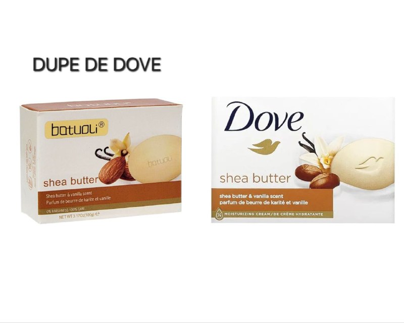 JABON CORPORAL EN BARRA CON AROMA DE MANTECA DE KARITE Y VAINILLA, PARA UNA PIEL SUAVE, HIDRATADA Y BRILLANTE BATUOLI 100G (DUPE DE DOVE)
