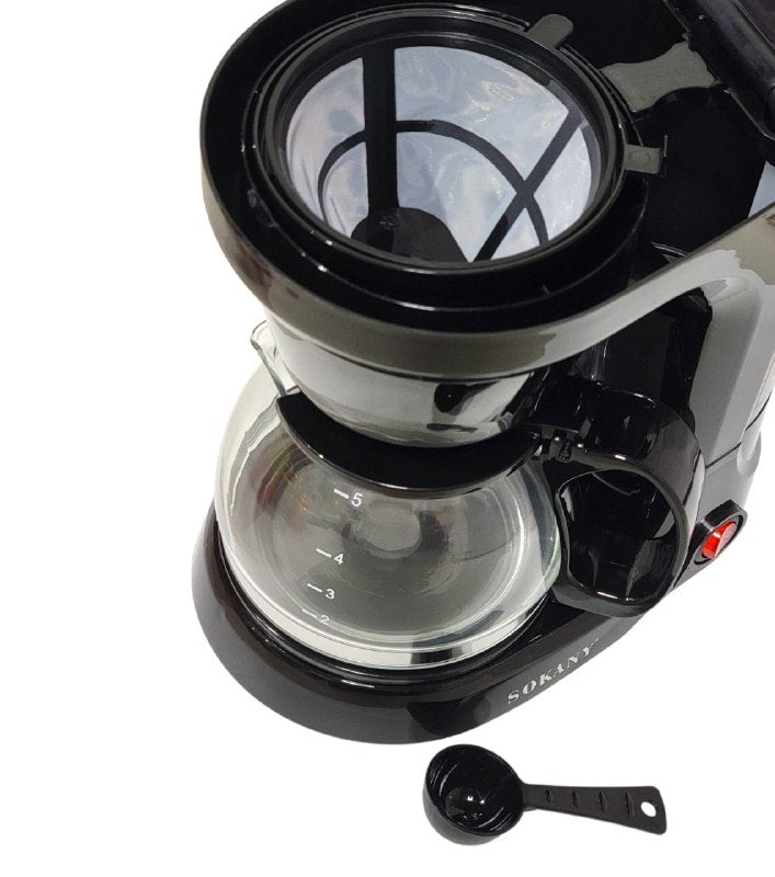 MAQUINA CAFETERA DE 5 TAZAS CON CAPACIDAD DE 750ML, FUNCION ANTIGOTEO, FILTRO PERMANENTE CON ASA, NIVEL DE AGUA SOKANY CM-102