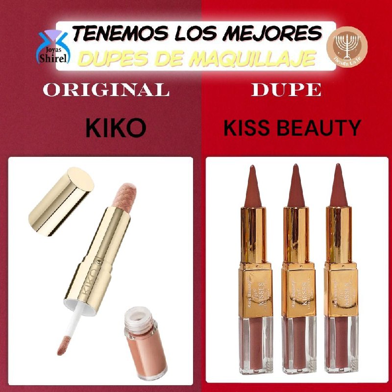 BRILLO LABIAL Y LAPIZ LABIAL VOLUMIZADOR 2 EN 1 KISS BEAUTY 3.2G+2ML DUPE KIKO