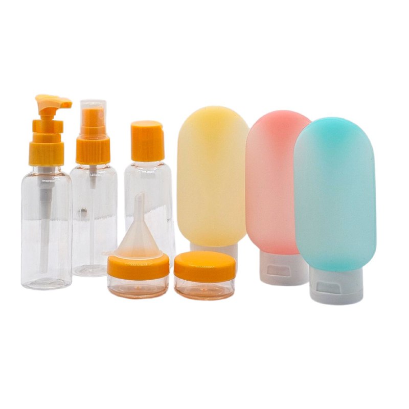 SET PARA VIAJAR VACIAS, EFICIENCIA DE ALMACENAMIENTO COMODO DE 7 PIEZAS, PARA LIQUIDOS Y CREMAS PARA VIAJES TRAVEL