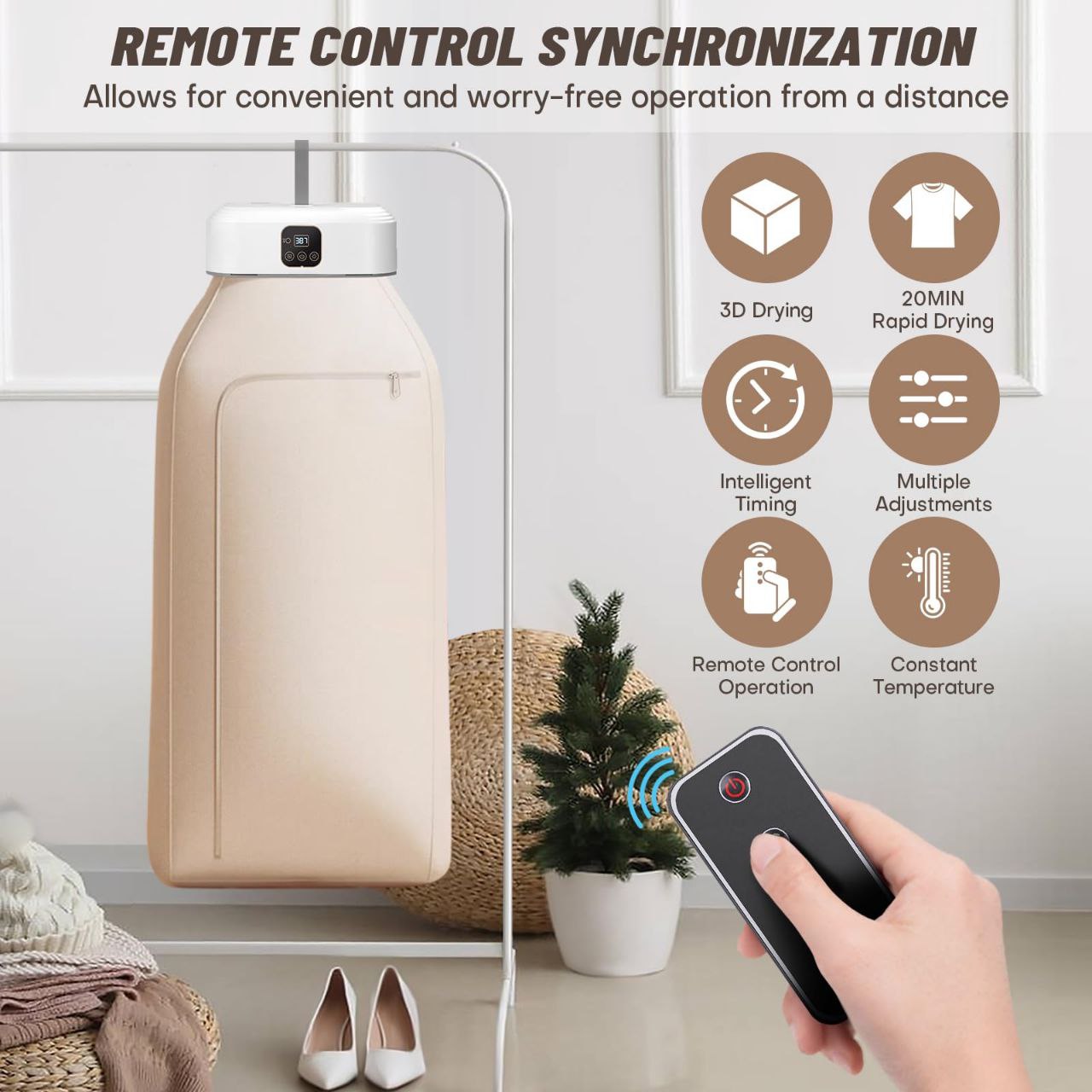 MAQUINA SECADORA DE ROPA PLEGABLE, PORTÁTIL SECADO RAPIDO, PEQUEÑO Y PORTATIL, CONTROL REMOTO RAPIDO SECADO FOLDING CLOTHES DRYER
