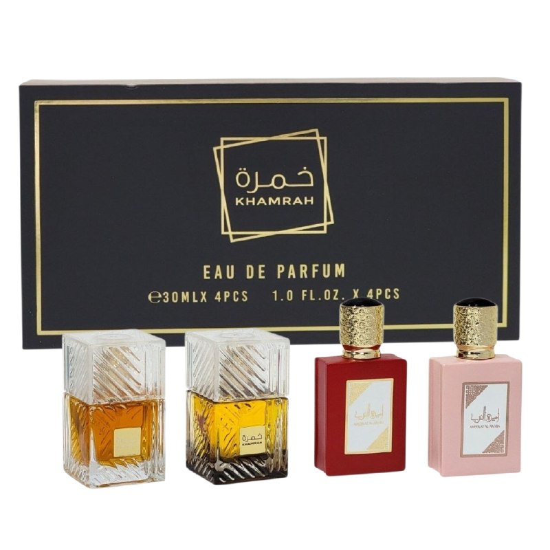 SET DE 4 MINI PERFUME ARABE ECONÓMICO KHAMRAH EDP 4X30ML