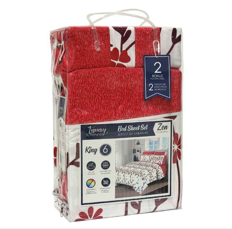 JUEGO DE SABANAS CAMERA DE 6 PIEZAS KING LUXURY NATURE BED SHEET, 10 ESTILOS