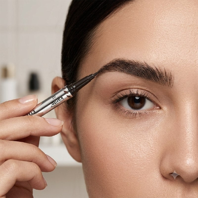 LAPIZ DE CEJAS 2 EN 1, LAPIZ PARA CEJAS ULTRAPRECISO, GEL PEINADOR MANTIIENE CEJAS LIMPIAS Y ORDENADAS KARITE 25+0.5ML (DUPE DE MAYBELLINE)
