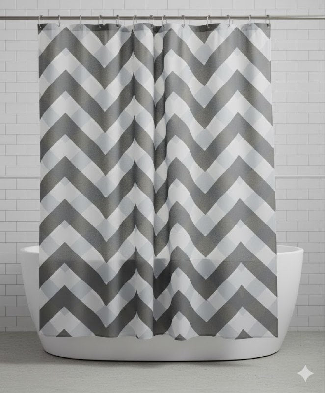 CORTINA DE DUCHA DE POLYSTER, SIMPLE Y MODERNO CON 12 ARANDELAS Y MATERIALES DURADEROS 180X180CM LARUCCI SHOWER CURTAIN 16 ESTILOS