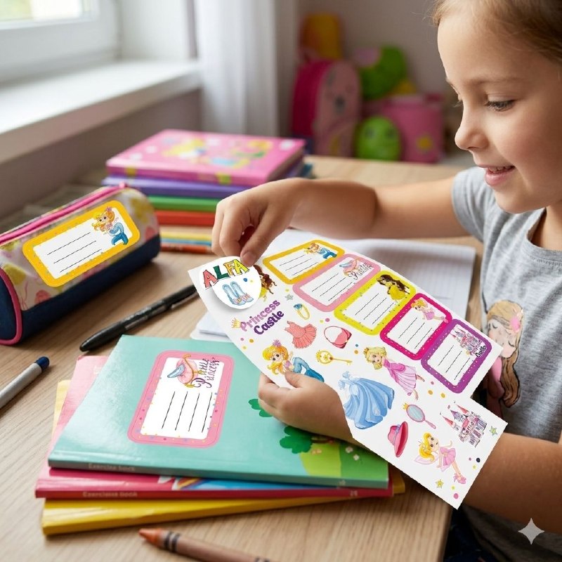 ETIQUETAS ADHESIVAS PARA NIÑAS PERSONALIZABLES PARA CUADERNOS ALFA 10UND