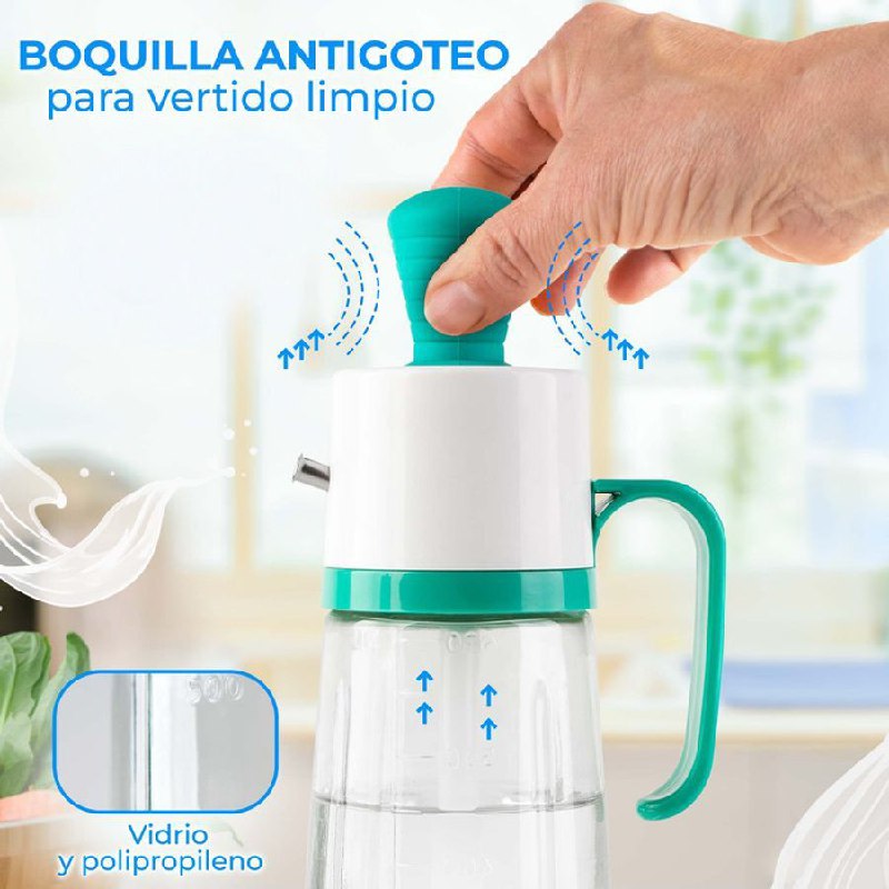 BOTELLA DISPENSADORA DE ACEITE 3 EN 1 CON CEPILLO BOTE ACEITE VINAGRE 630ML