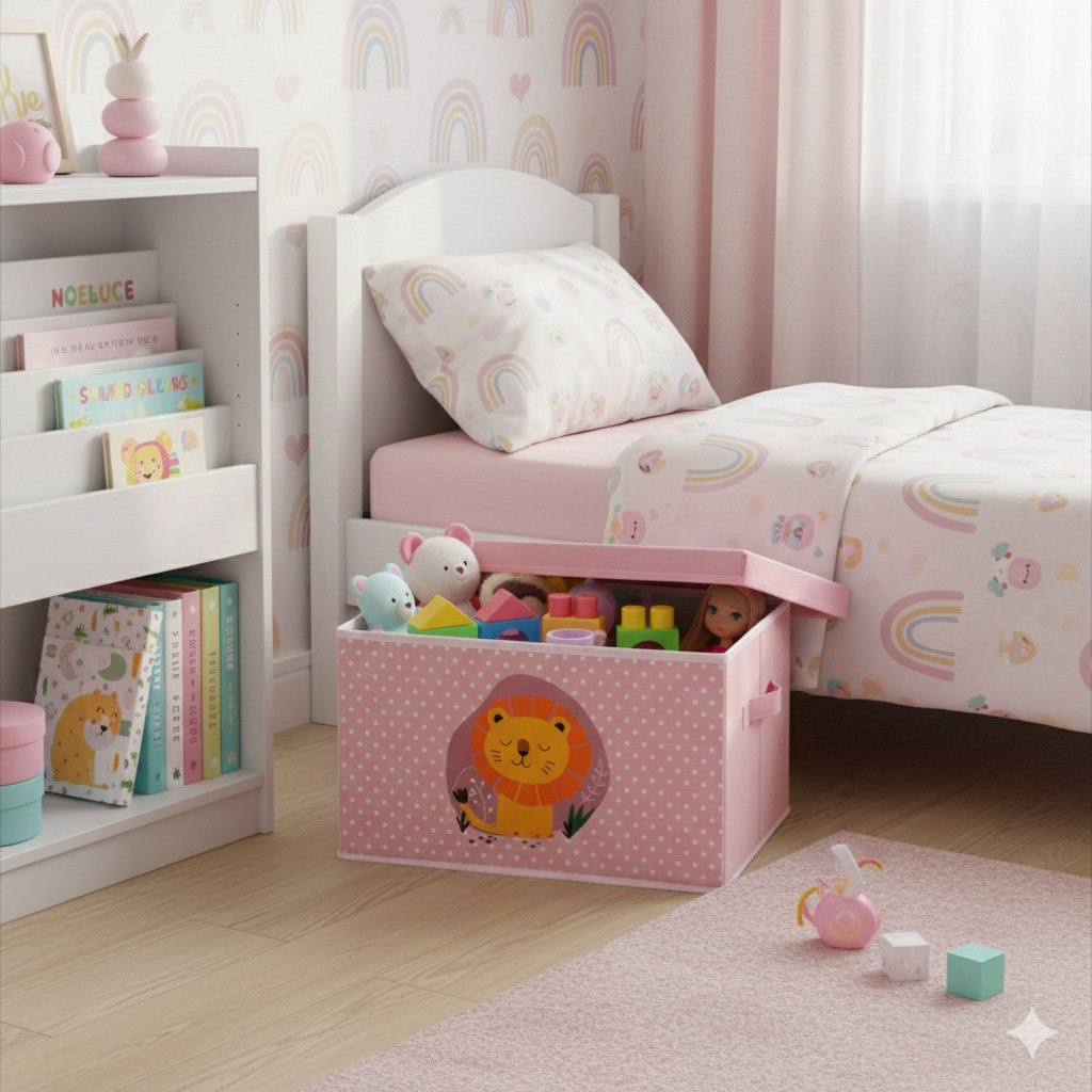 ORGANIZADOR CAJA DE ALMACENAMIENTO MULTIUSOS PARA NIÑOS DE TELA CON INTERIOR REFORZADO 25X30X40CM