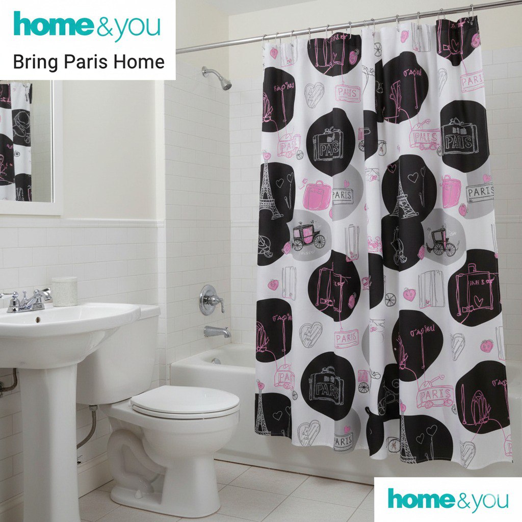 CORTINA DE DUCHA 100% PEVA HOME&YOU 12 ESTILOS 180X180CM
