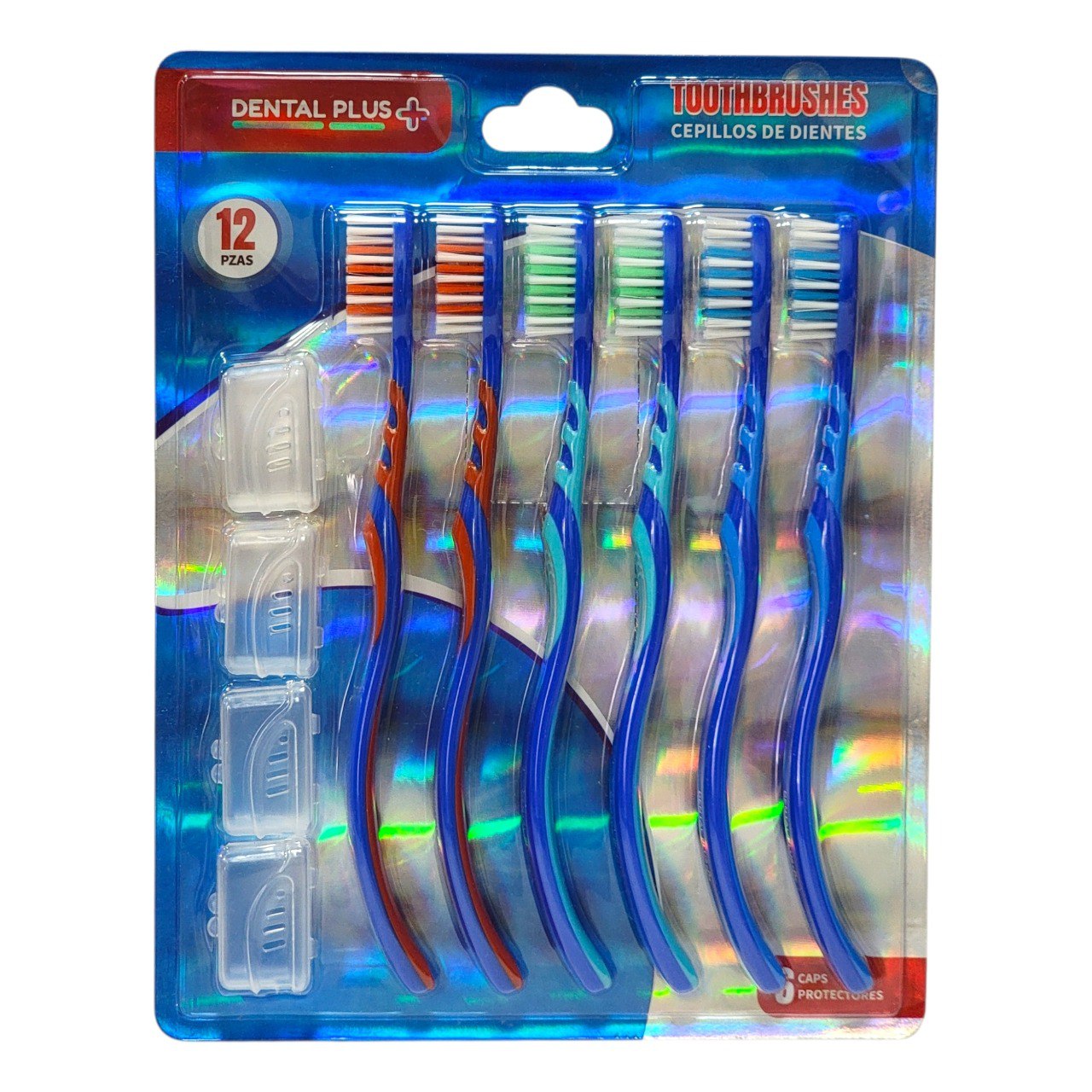 SET DE CEPILLOS DE DIENTES CON PROTECTORES 6PCS DENTAL PLUS 19CM
