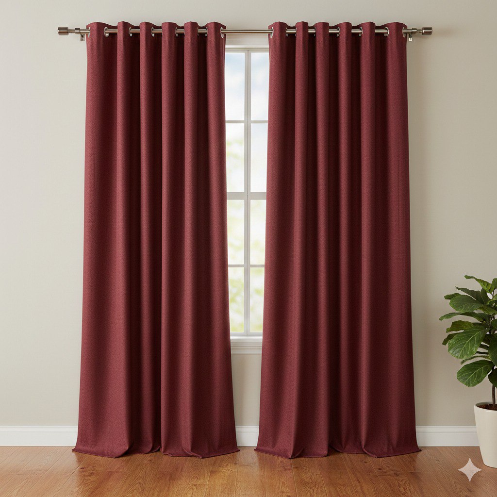 CORTINA BLACKOUT COLOR ROJO VINO CON OJALES DE METAL 1 PANEL HPC POLO 132X228CM
