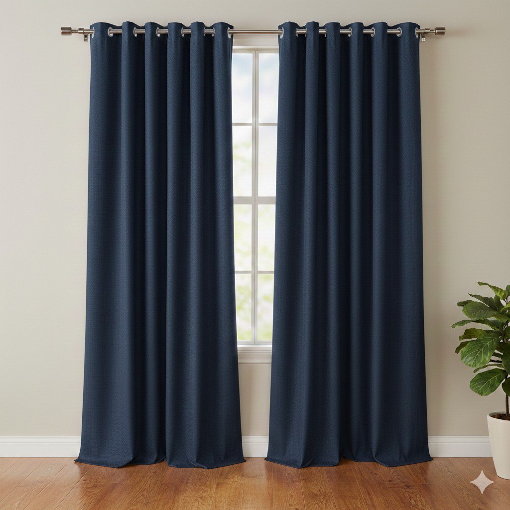 CORTINA BLACKOUT COLOR AZUL MARINO CON OJALES DE METAL 1 PANEL HPC POLO 132X228CM