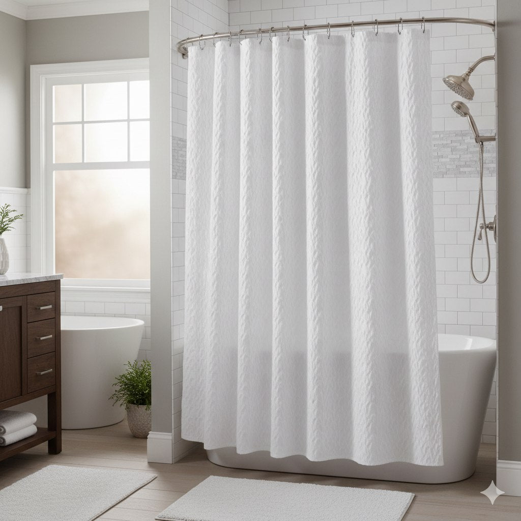 CORTINA PARA BAÑO COLOR BLANCO THE SPA COLLECTION 180X180CM