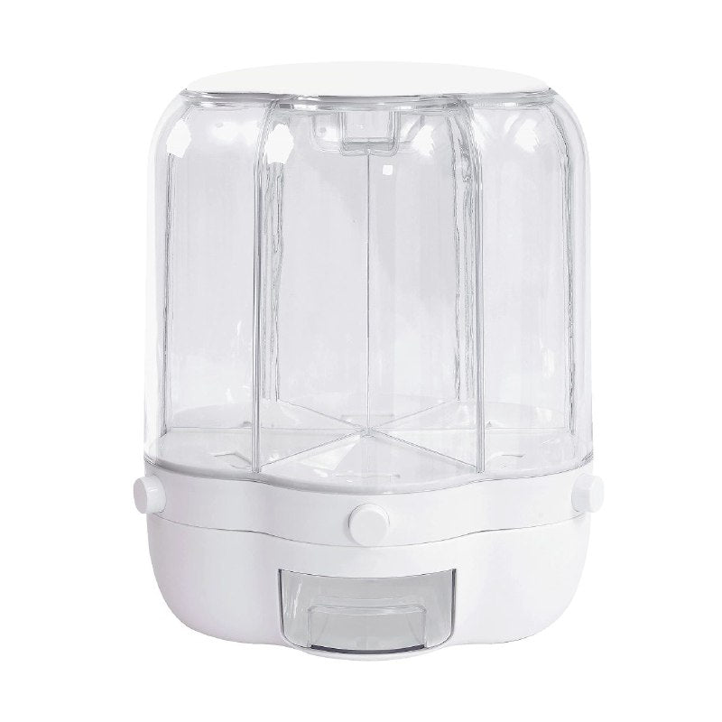 ALMACENADOR DISPENSADOR ORGANIZADOR DE CEREALES Y GRANOS DE ALIMENTOS GIRATORIO DE 6 REJILLAS 26.3X32CM