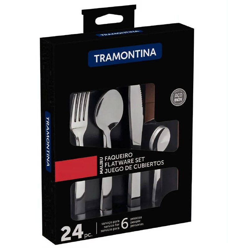 SET DE CUBIERTOS PARA MESA COMPLETO DE ACERO INOXIDABLE 24PCS TRAMONTINA
