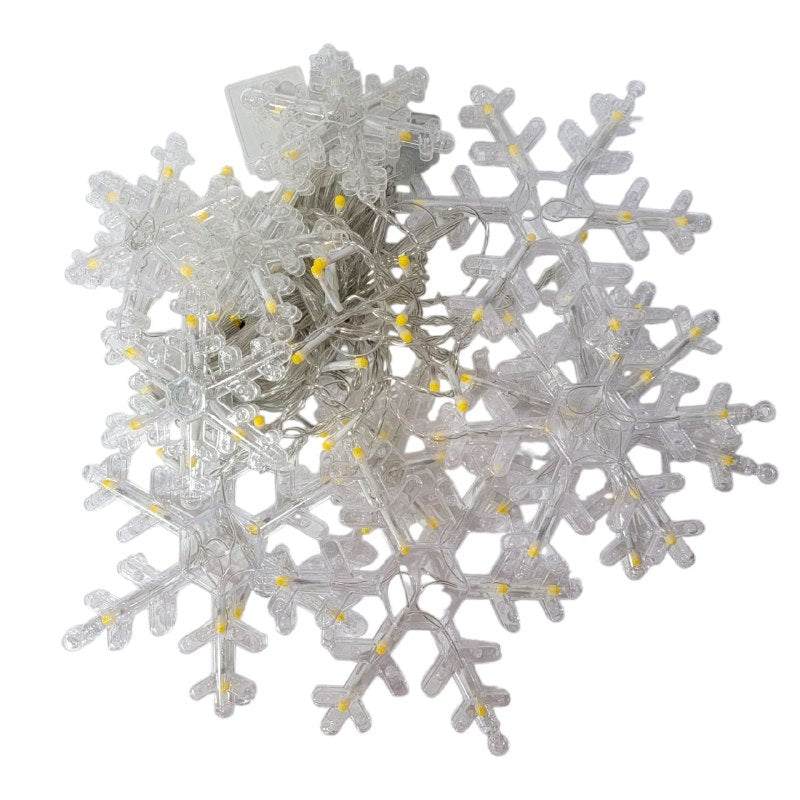 LUCES DECORATIVAS NAVIDEÑAS CORTINA DE LUZ LED AMARILLA CON DISEÑO DE COPO DE NIEVE 18.5X11X18.5CM