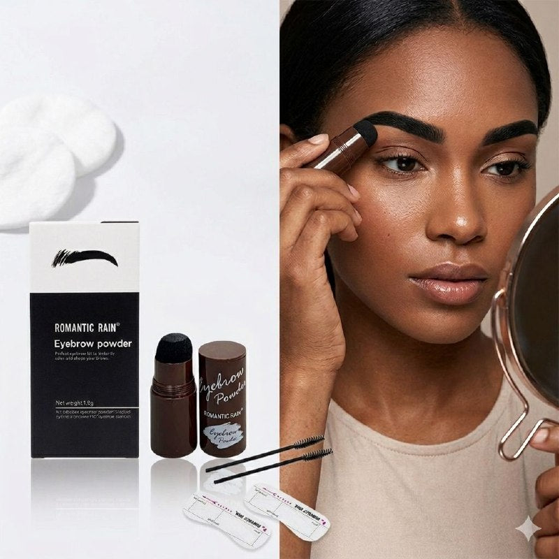 KIT PARA CEJAS PERFECTAS CON POLVO CEPILLOS Y PLANTILLAS DE CEJA 3 TONOS ROMANTIC RAIN 1.8G