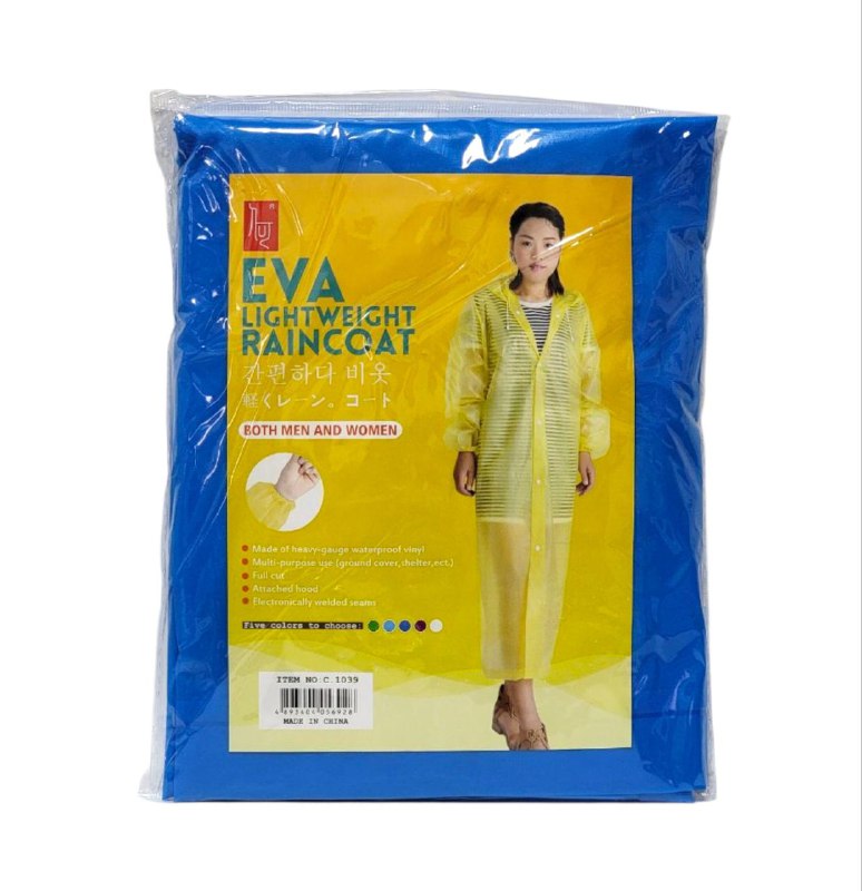 CAPOTE FORRO PARA LLUVIA IMPERMEABLE PARA ADULTOS, LIGERO Y FACIL DE LLEVAR, 5 COLORES EVA LIGHTWEIGHT RAINCOAT