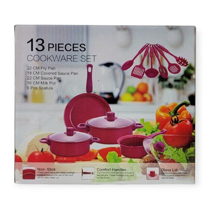 JUEGO DE COCINA DE 13 PIEZAS CACEROLAS OLLAS CUCHARONES