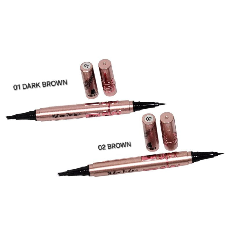 DELINEADOR DE OJOS EN LAPIZ 2 EN 1  DUPE MAYBELLINE SKY HIGH OJOS Y CEJAS, RESISTENTE AL AGUA, DISEÑO MODERNO Y ELEGANTE, TEXTURA SEDOSA Y BRILLO SATURADO EFECTO OJOS GRANDRES MILLION PAULINE LINE SKY 0.8+0.8ML