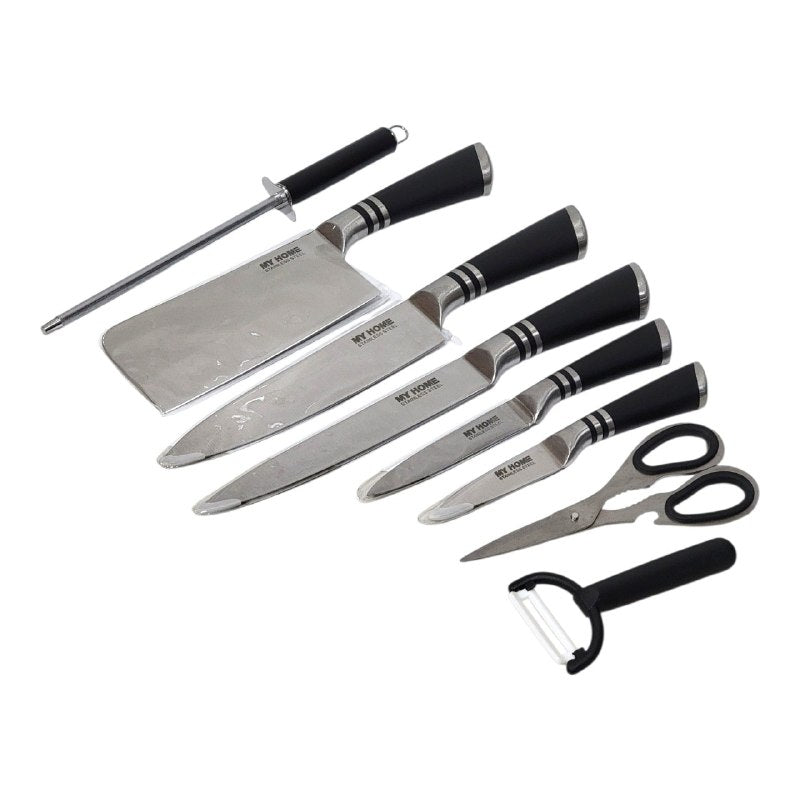 JUEGO DE CUCHILLOS DE COCINA, SET DE CUCHILLOS PROFESIONALES DE ACERO INOXIDABLE DE 9 PIEZAS MY HOME