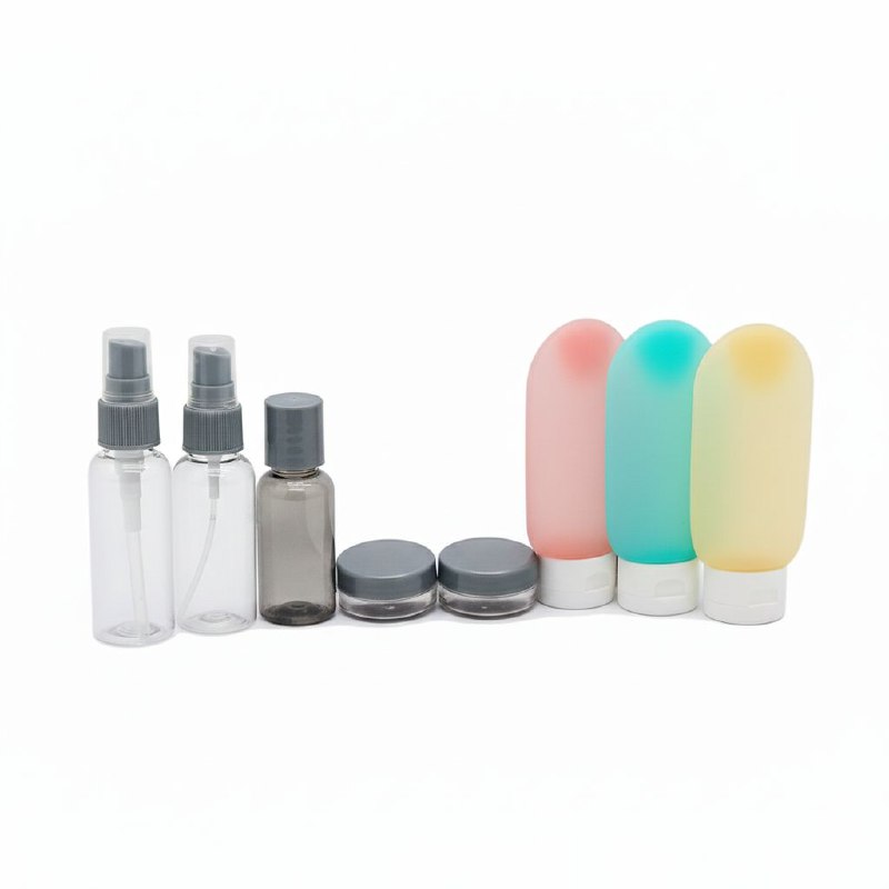 SET PARA VIAJAR VACIAS, EFICIENCIA DE ALMACENAMIENTO COMODO DE 7 PIEZAS, PARA LIQUIDOS Y CREMAS PARA VIAJES TRAVEL