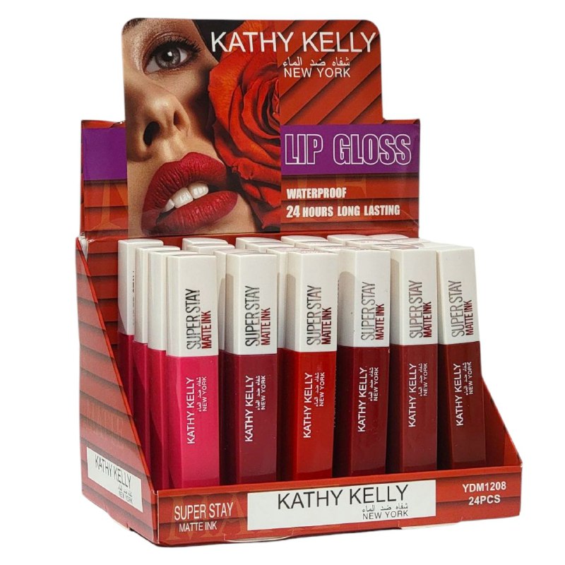 BRILLO LABIAL DUPE MAYBELLINE MATTE INK RESISTENTE AL AGUA, 24H, 6 TONOS KATHY KELLY NEW YORK 6ML