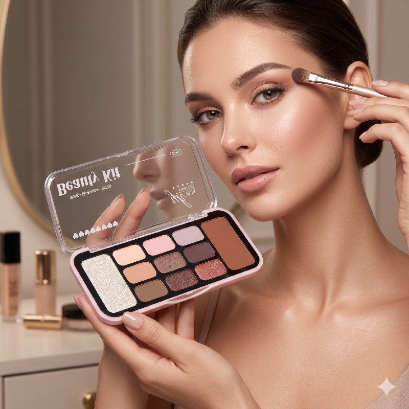 SOMBRAS DE OJOS EN PALETA DE TONOS NATURALES Y BRILLANTES YH BEJA COSMETICS 10G