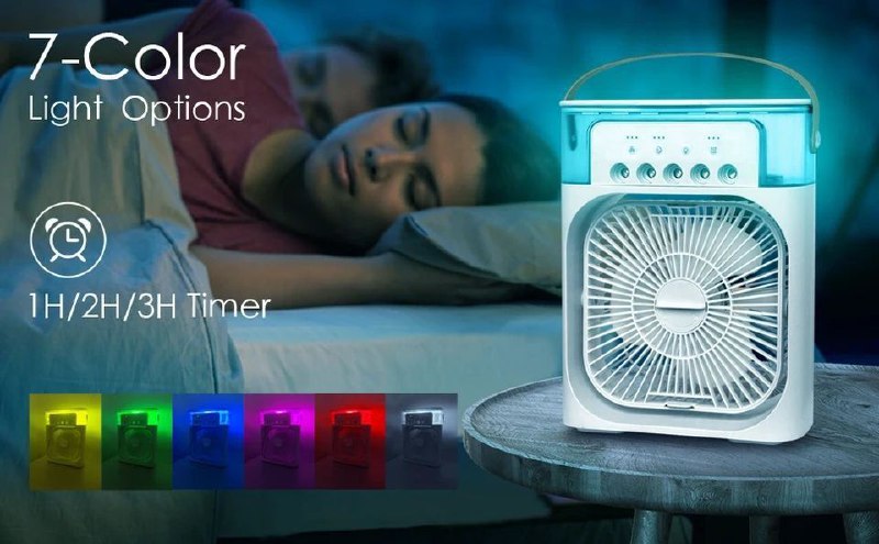 VENTILADOR MINI PORTATIL CON HUMIFICACION DE 3 VELOCIDADES, INCLUYE TANQUE DE AGUA PARA GENERAR NIEBLA FINA REFRESCANTE, SILENCIOSO Y COMODO