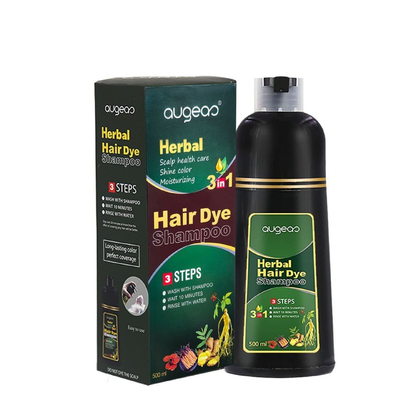 SHAMPOO TINTE PARA EL CABELLO 3 EN 1 COLOR CAFE AUGEAS HERBAL HAIR 500ML
