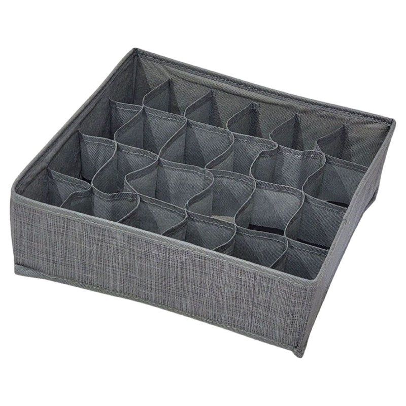 ORGANIZADOR CAJA DE ALMACENAMIENTO DE 24 COMPARTIMIENTOS FIJOS 32X33CM, IDEAL PARA MANTENER FAJAS, CALCETINES, BUFANDAS, ETC MNT HOME IMPLEMENTS