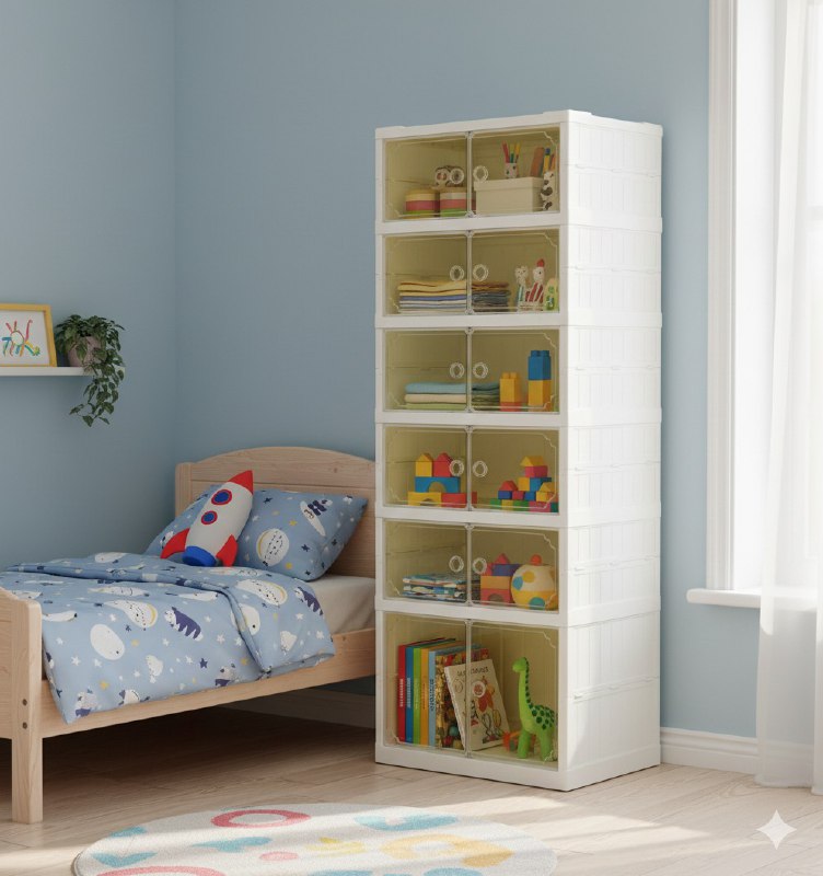 ORGANIZADOR ESTANTE DE ALMACENAMIENTO MODULAR DE PLASTICO DE 6 NIVELES 45.5X21X37CM