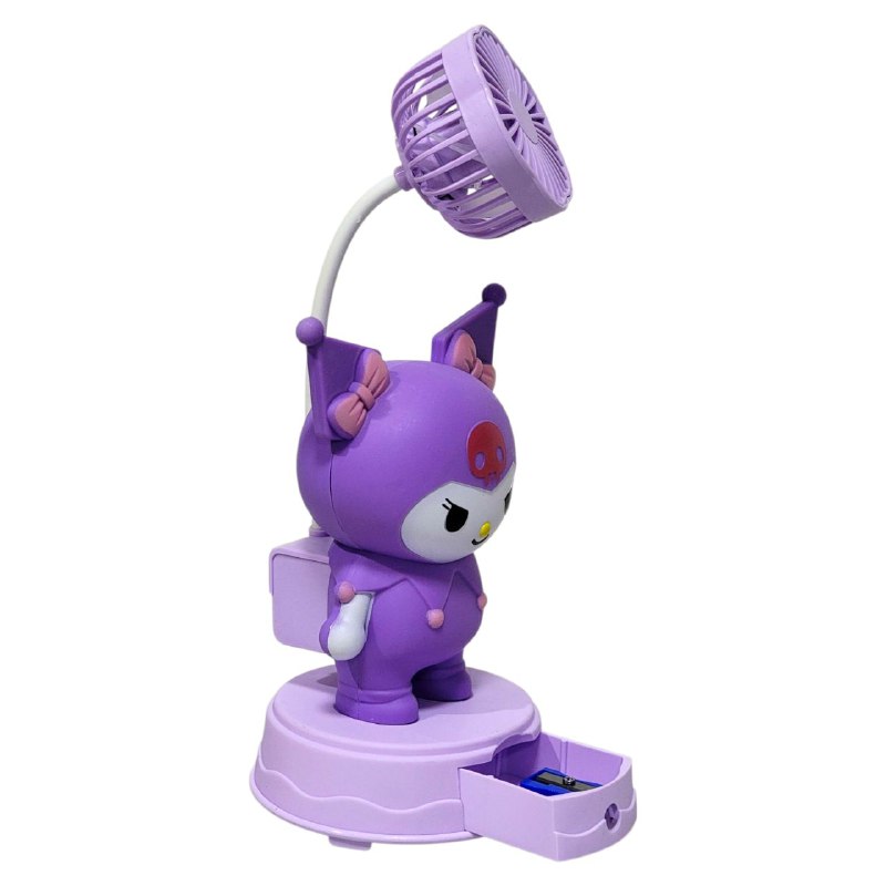 VENTILADOR DE MESA RECARGABLE KUROMI CON SACAPUNTAS TABLE FAN