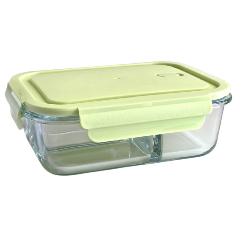 RECIPIENTE PANA DE VIDRIO DE 3 DIVISIONES DE VIDRIO CON TAPA HERMETICA RED CHERRY 20X15X7CM