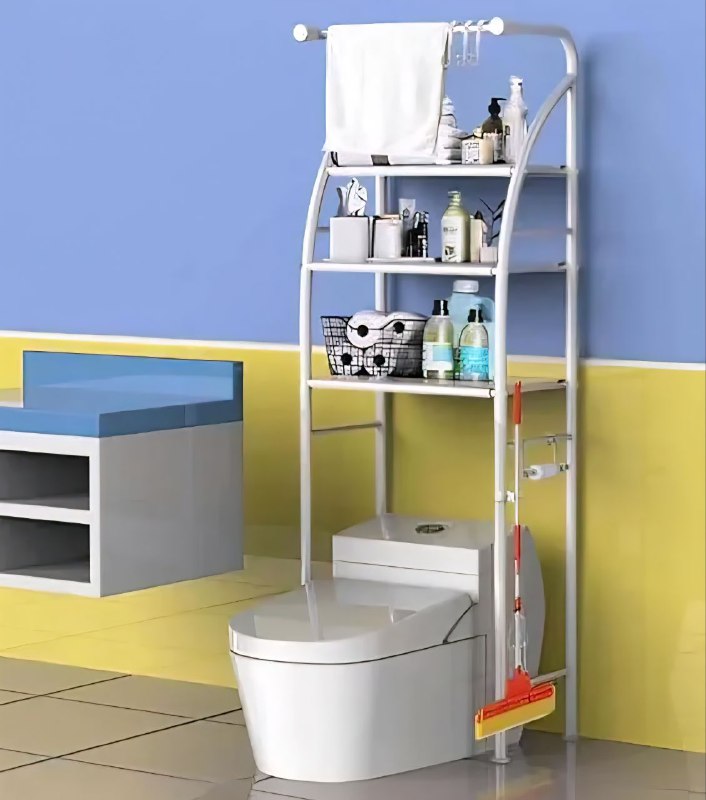 ESTANTE ORGANIZADOR DE BAÑO DE 3 NIVELES Y SOPORTE PARA TENDER TRAPOS DE LIMPIEZA, BAÑO ORDENADO Y FUNCIONAL SOBRE EL INODORO MY HOME RACK