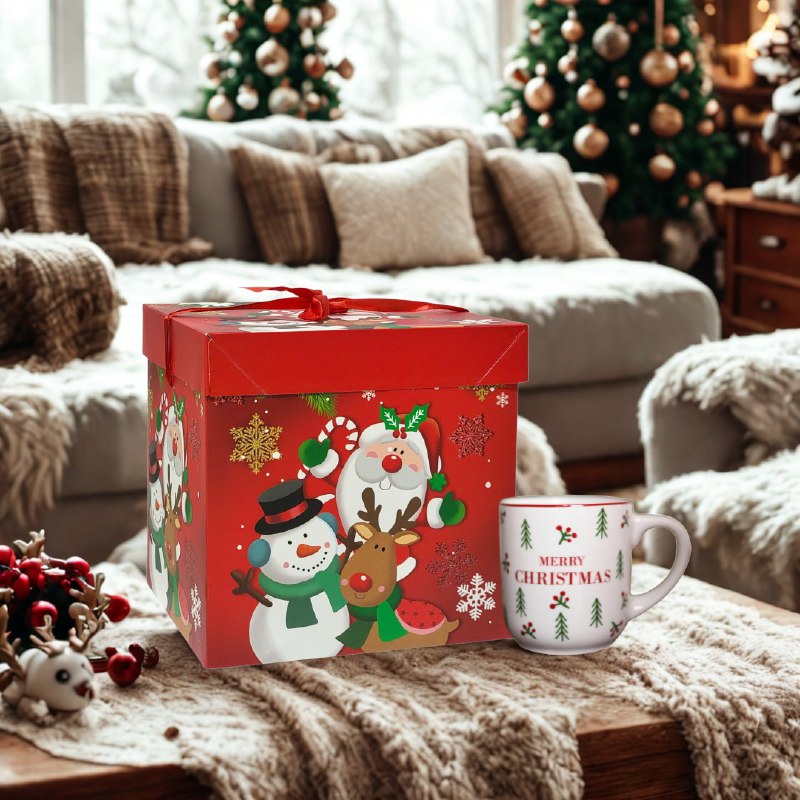 CAJA DE REGALO NAVIDEÑA GRANDE 22X22X22CM